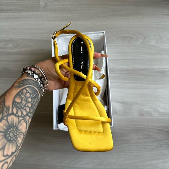 PROENZA SCHOULER YELLOW SATIN HEELS - Picture 9 of 12